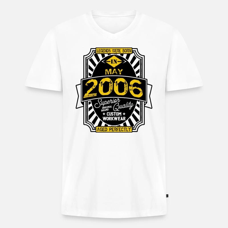 2006 MAI - Männer Premium Bio T-Shirt mit V-Ausschnitt - Weiß