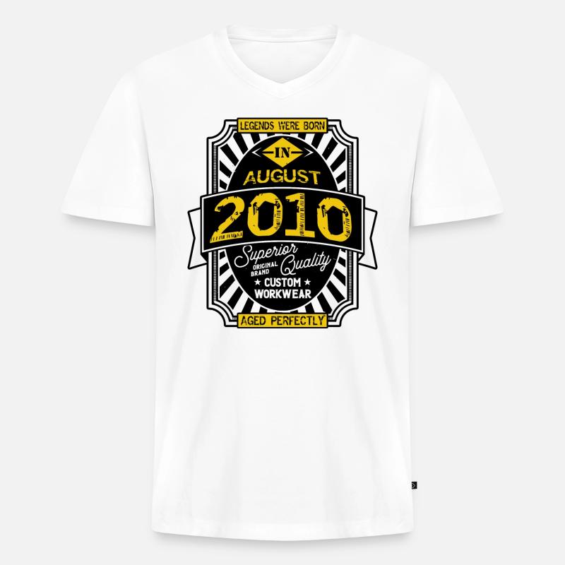 2010 AUGUST - Männer Premium Bio T-Shirt mit V-Ausschnitt - Weiß