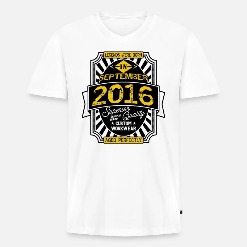 SEPTEMBER 2016 - Männer Premium Bio T-Shirt mit V-Ausschnitt - Weiß