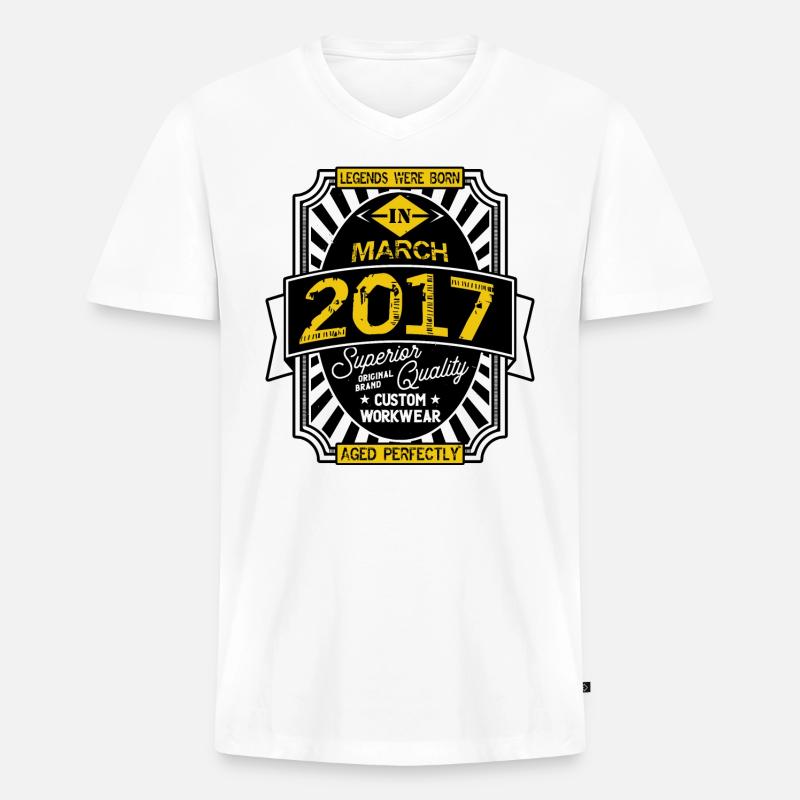 2017 MÄRZ - Männer Premium Bio T-Shirt mit V-Ausschnitt - Weiß