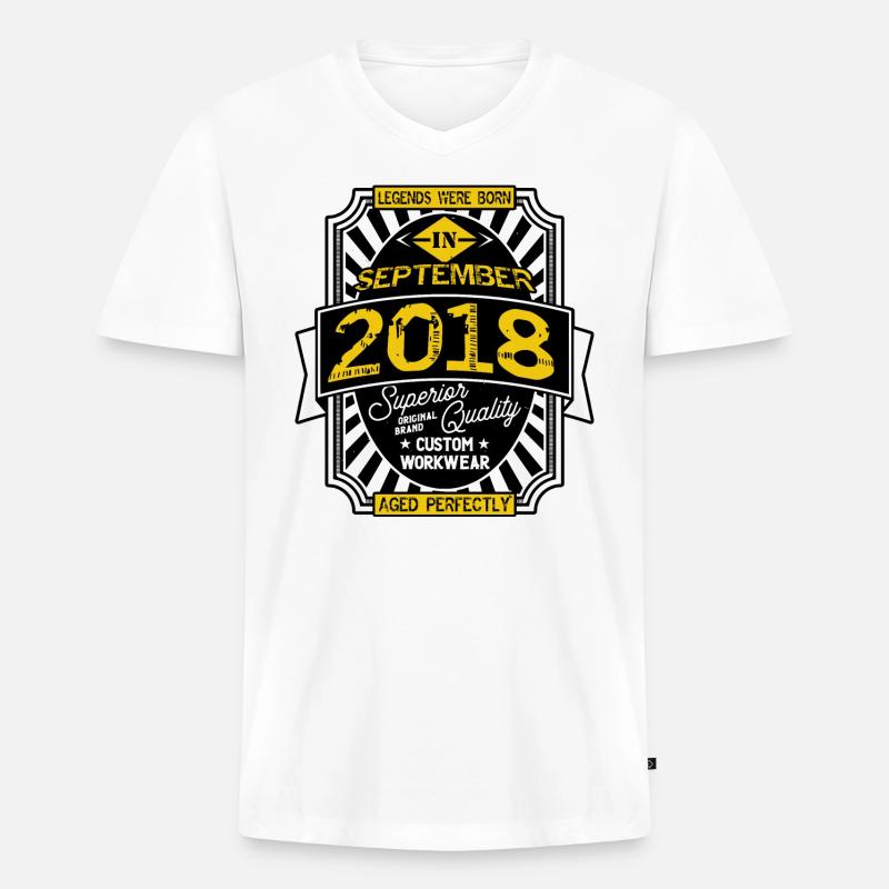 SEPTEMBER 2018 - Männer Premium Bio T-Shirt mit V-Ausschnitt - Weiß