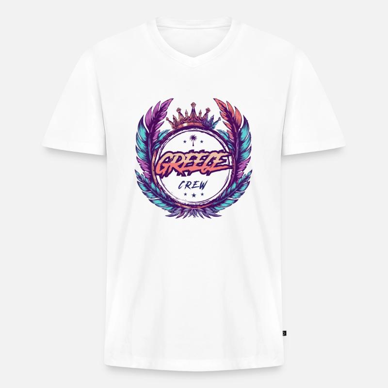 Greece Crew Bunt - Männer Premium Bio T-Shirt mit V-Ausschnitt - Weiß