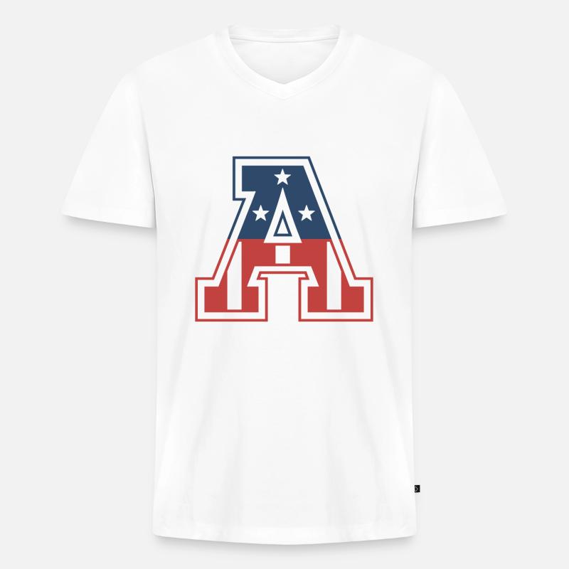 Buchstabe A USA - Männer Premium Bio T-Shirt mit V-Ausschnitt - Weiß