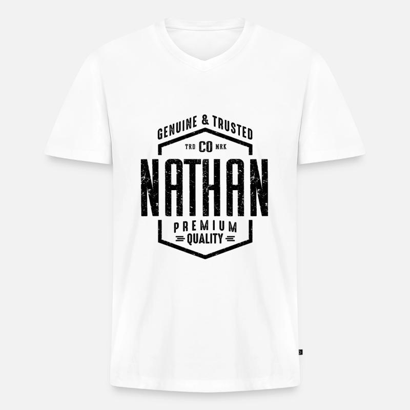 Nathan - Männer Premium Bio T-Shirt mit V-Ausschnitt - Weiß
