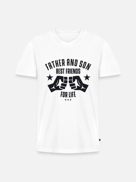 Father and Son best friends for life - Ekologisk premium-T-shirt med V-ringning herr - vit