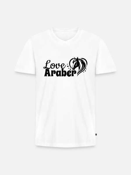 Het Arabische Hoofd van het Paard van het Liefdeshart - Mannen Premium Bio T-shirt met V-hals - wit