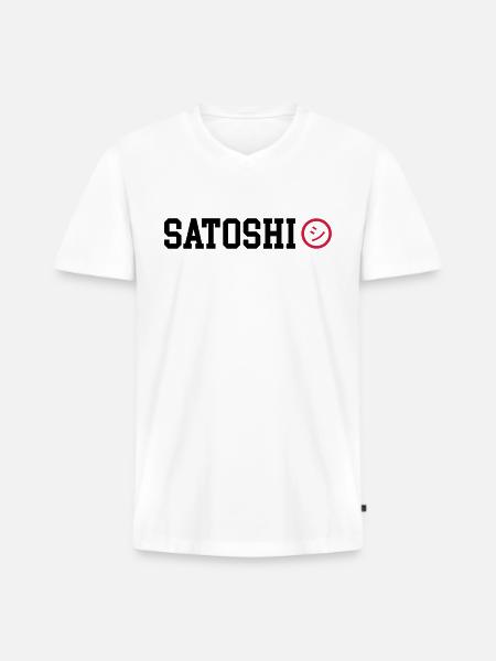 Satoshi Nakamoto BTC Bitcoin - Men's Premium Organic T-shirt with V-neck - white