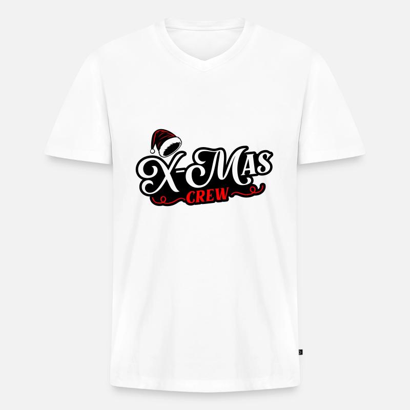 Weihnachts Crew Xmas - Männer Premium Bio T-Shirt mit V-Ausschnitt - Weiß