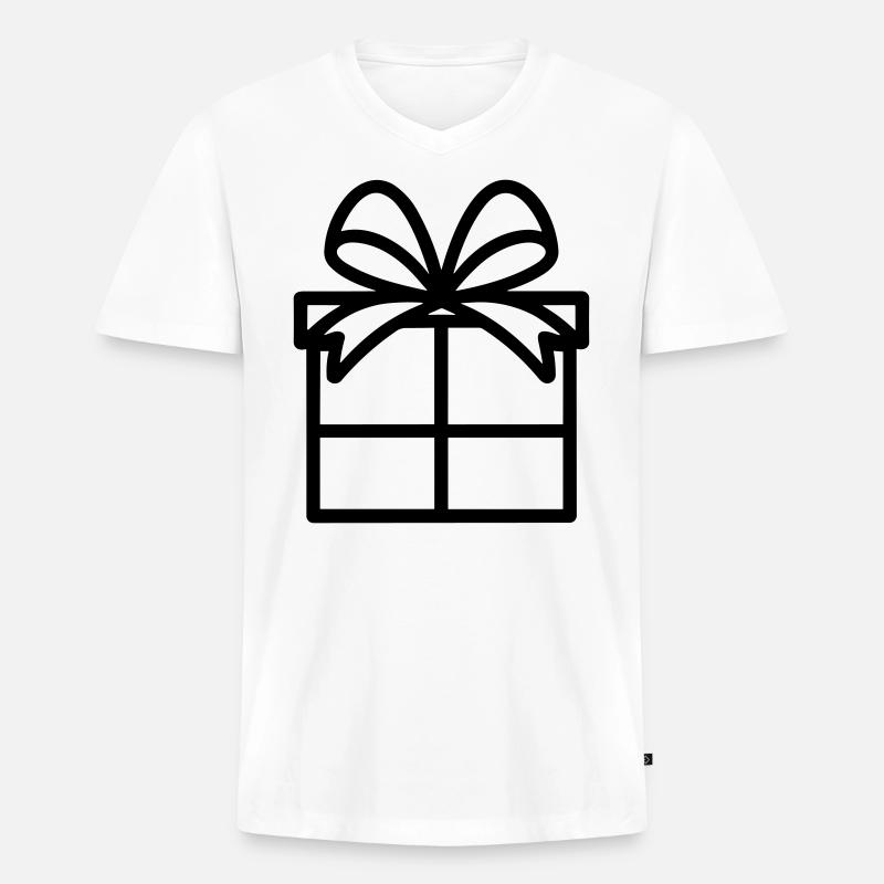 Kleine Geschenkbox - Männer Premium Bio T-Shirt mit V-Ausschnitt - Weiß