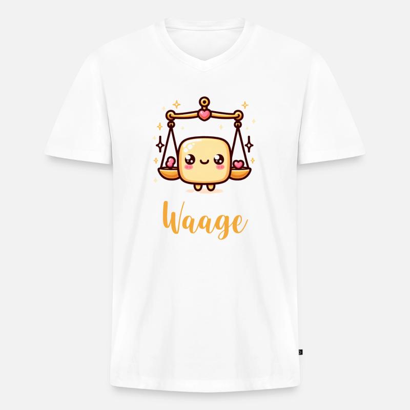 Waage Sternzeichen Astrologie Geschenk - Männer Premium Bio T-Shirt mit V-Ausschnitt - Weiß