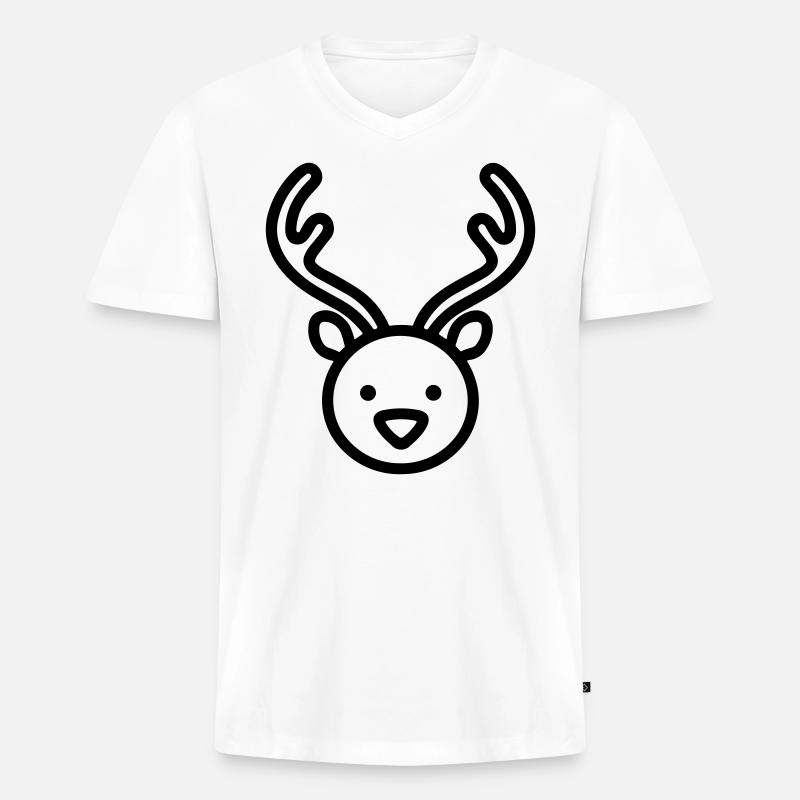 Weihnachtsrentiere - Männer Premium Bio T-Shirt mit V-Ausschnitt - Weiß