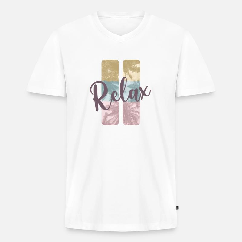Sommer - Männer Premium Bio T-Shirt mit V-Ausschnitt - Weiß