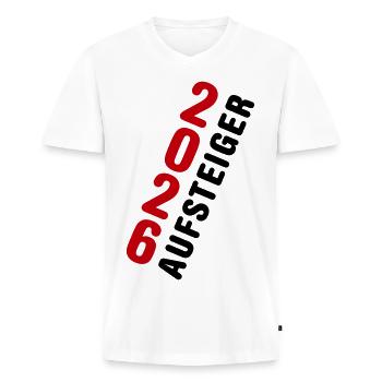 Aufsteiger 2026 Aufstieg - Männer Premium Bio T-Shirt mit V-Ausschnitt - Weiß - Vorne - Nico (187cm)