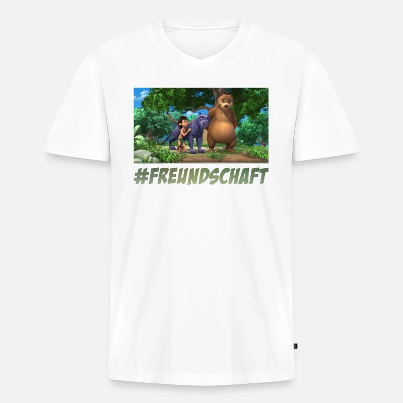Das Dschungelbuch #Freundschaft - Männer Premium Bio T-Shirt mit V-Ausschnitt - Weiß