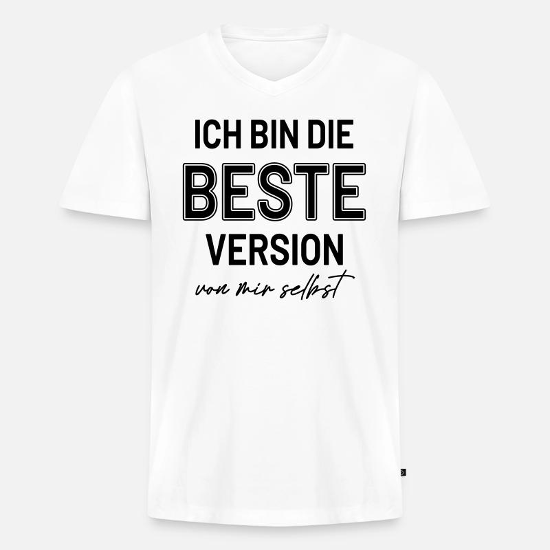 Statement Beste Version Selbstbewusst HerzAufShirt - Männer Premium Bio T-Shirt mit V-Ausschnitt - Weiß
