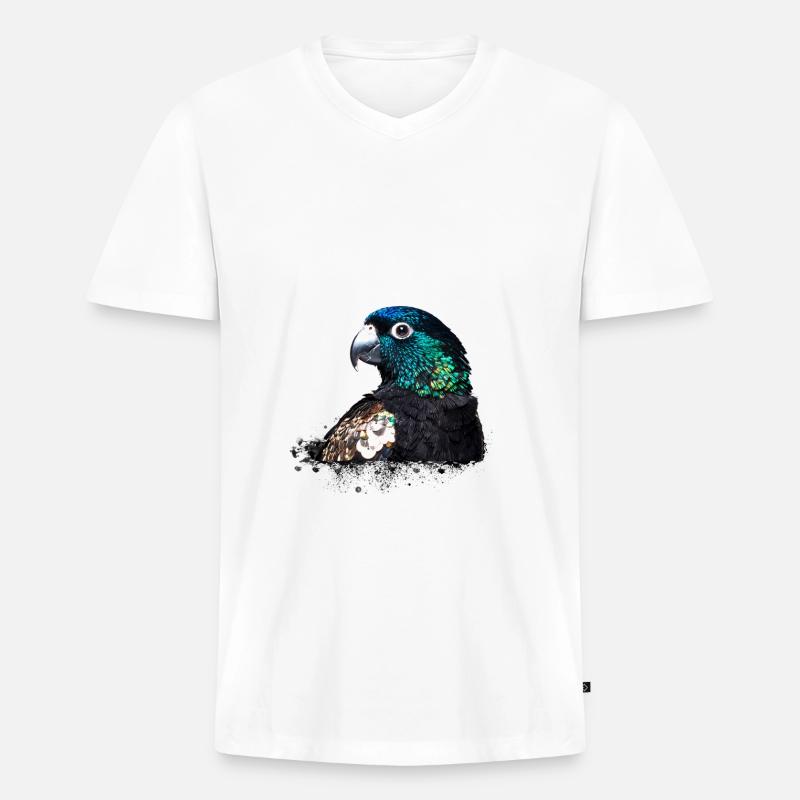 Papagei,Pailletten,Glitzer,Vogel,schwarz - Männer Premium Bio T-Shirt mit V-Ausschnitt - Weiß
