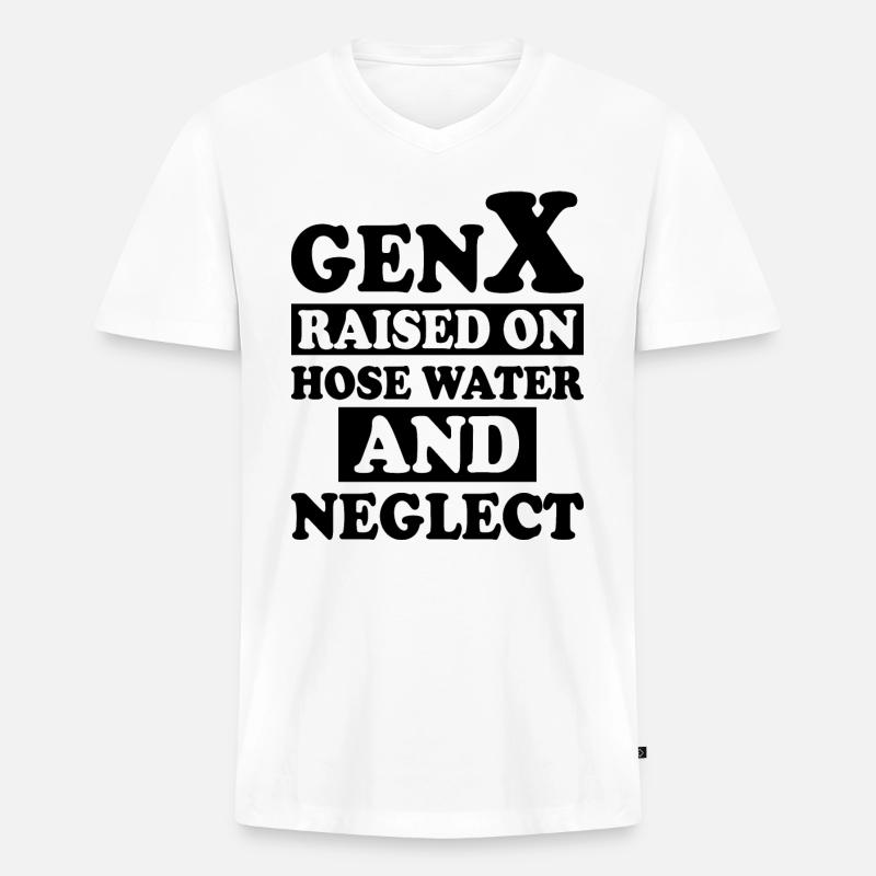Generation X Humor - Männer Premium Bio T-Shirt mit V-Ausschnitt - Weiß