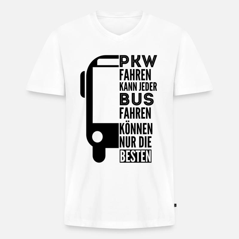 Busfahrer Omnibus Reisebus Geschenk Spruch - Männer Premium Bio T-Shirt mit V-Ausschnitt - Weiß