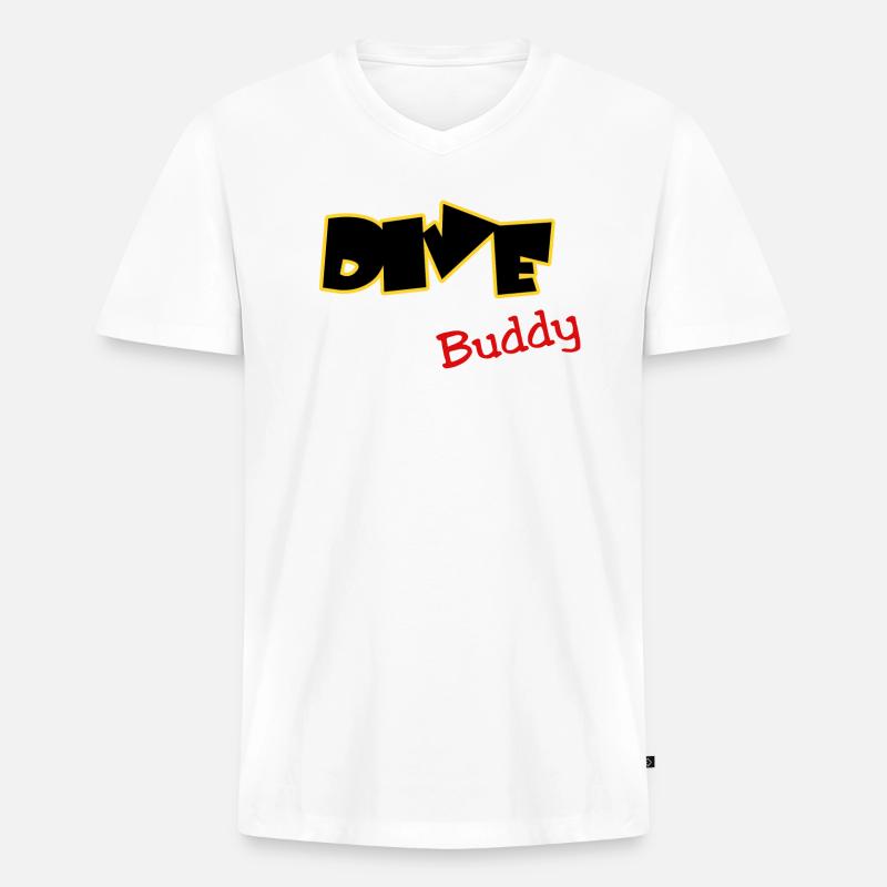 tauchen - diving - dive buddy - Männer Premium Bio T-Shirt mit V-Ausschnitt - Weiß