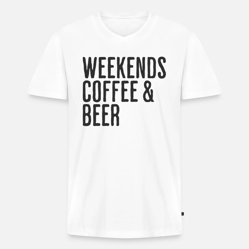 Kaffee- und Bierwochenenden Comedy-Wochenende - Männer Premium Bio T-Shirt mit V-Ausschnitt - Weiß
