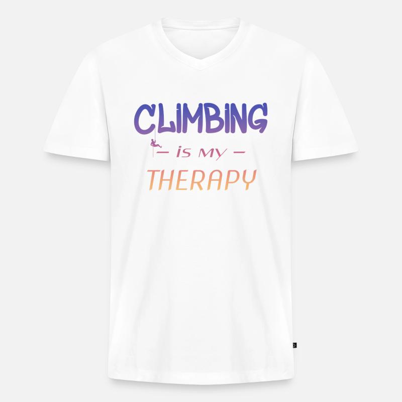 Climbing - Männer Premium Bio T-Shirt mit V-Ausschnitt - Weiß