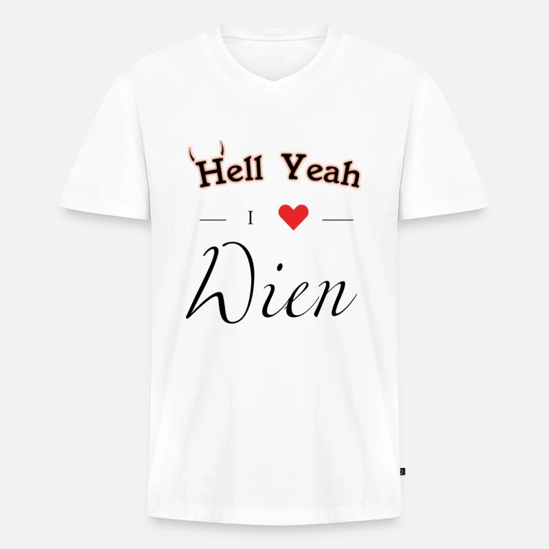 Hell Yeah i love Wien - Männer Premium Bio T-Shirt mit V-Ausschnitt - Weiß