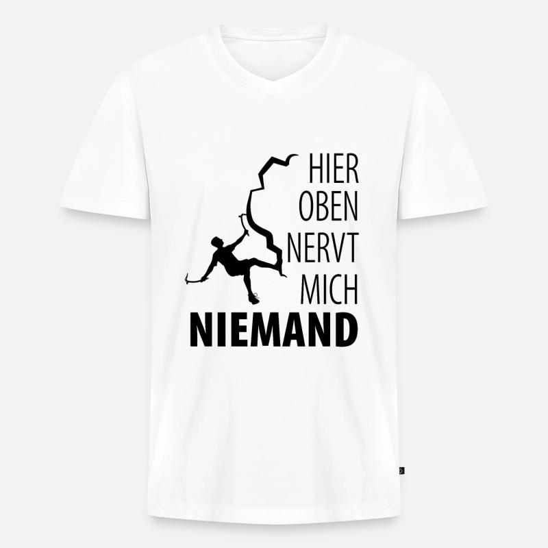 Eisklettern Eiskletterer Eispickel - Männer Premium Bio T-Shirt mit V-Ausschnitt - Weiß