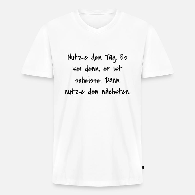 Spruch - Männer Premium Bio T-Shirt mit V-Ausschnitt - Weiß