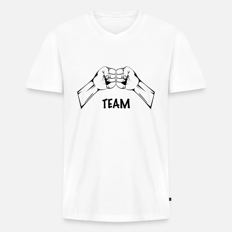 Hände Team Faust Geschenk Idee - Männer Premium Bio T-Shirt mit V-Ausschnitt - Weiß