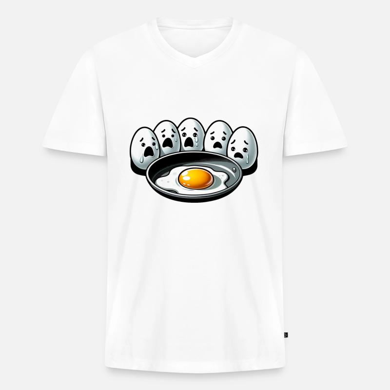 Eier Spiegelei Oster Meme - Männer Premium Bio T-Shirt mit V-Ausschnitt - Weiß