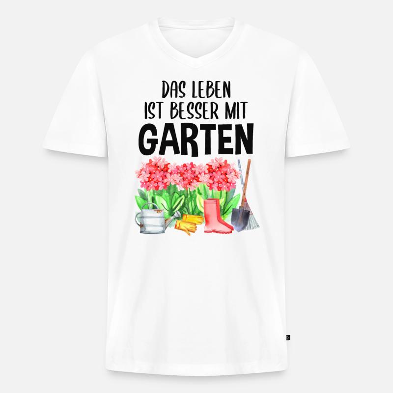 Garten Spruch Hobby Gärtner Geschenkidee - Männer Premium Bio T-Shirt mit V-Ausschnitt - Weiß