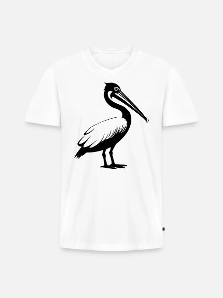 Pelikan - Premium økologisk T-shirt med V-hals til mænd - hvid