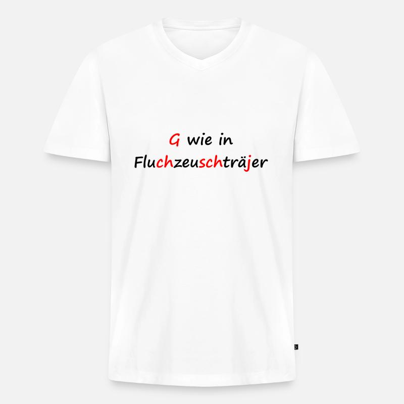 Fluchzeuschträjer Spruch / Dialekt / Kölsch - Männer Premium Bio T-Shirt mit V-Ausschnitt - Weiß