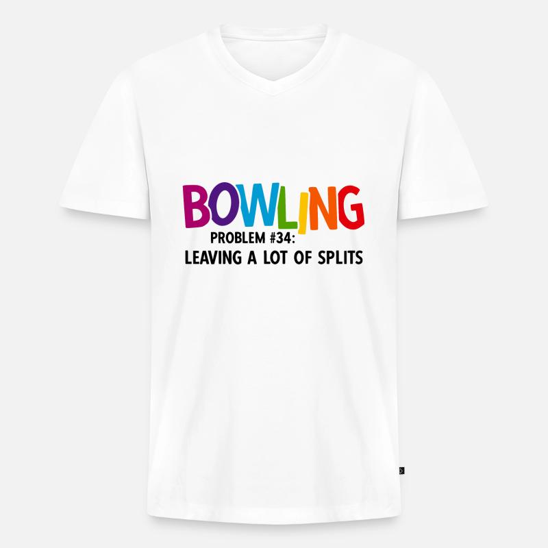 Bowling - Männer Premium Bio T-Shirt mit V-Ausschnitt - Weiß
