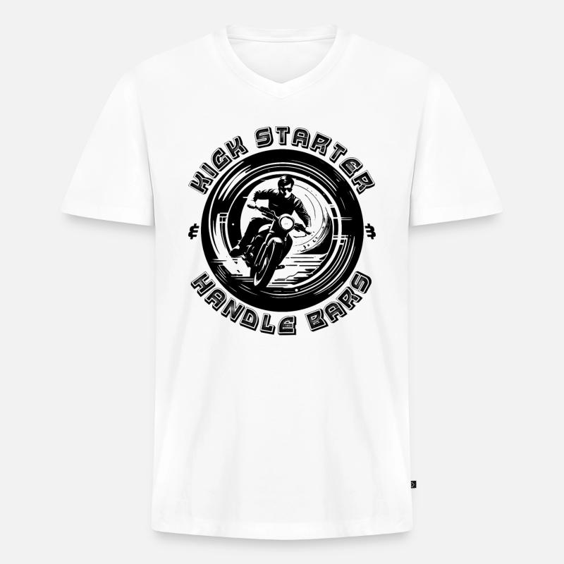 Kickstarter & Lenker - Männer Premium Bio T-Shirt mit V-Ausschnitt - Weiß