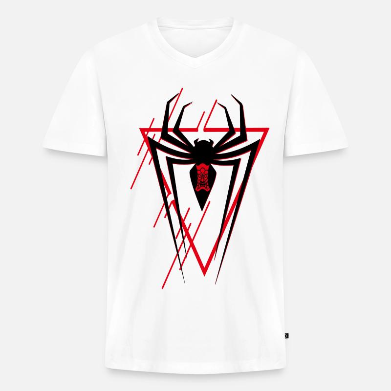 Spinne - Männer Premium Bio T-Shirt mit V-Ausschnitt - Weiß