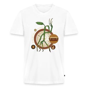 Phantastische Tierwesen Bowtruckle Pickett - Männer Premium Bio T-Shirt mit V-Ausschnitt - Weiß - Vorne - Nico (187cm)