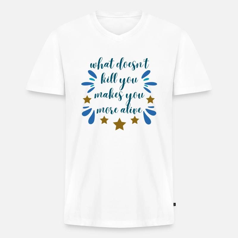 what doesn't kill you - blue - Männer Premium Bio T-Shirt mit V-Ausschnitt - Weiß
