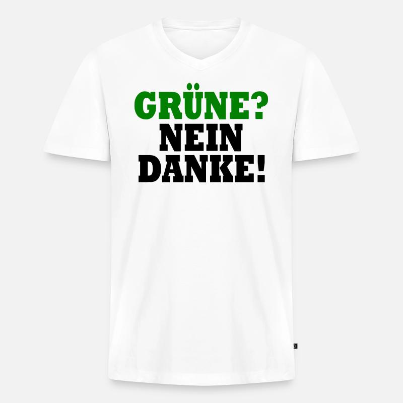grüne nein danke - Männer Premium Bio T-Shirt mit V-Ausschnitt - Weiß