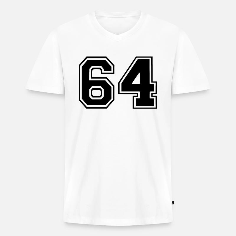 64 - Männer Premium Bio T-Shirt mit V-Ausschnitt - Weiß