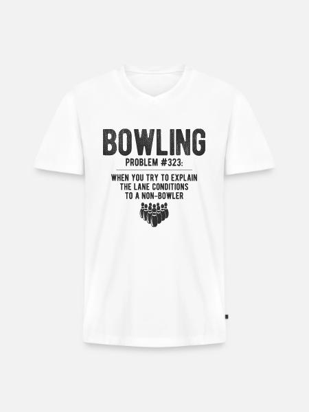 Bowling - Männer Premium Bio T-Shirt mit V-Ausschnitt - Weiß