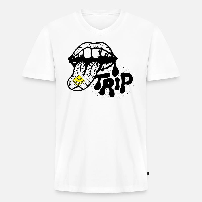 Ecstasy Trip - Männer Premium Bio T-Shirt mit V-Ausschnitt - Weiß