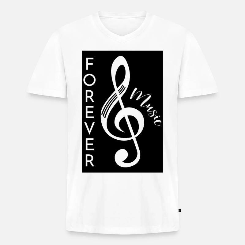 Forever Musik-Poster - Männer Premium Bio T-Shirt mit V-Ausschnitt - Weiß