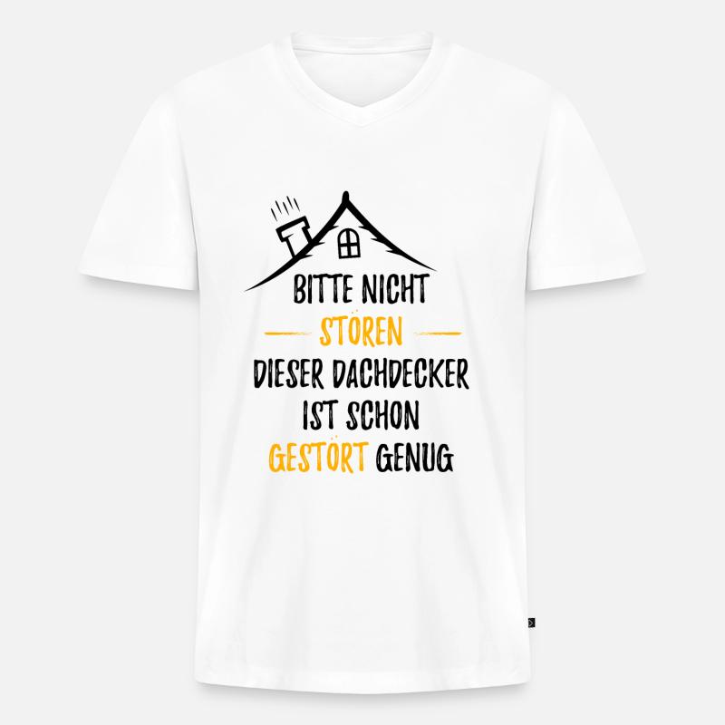 DACHDECKER - Männer Premium Bio T-Shirt mit V-Ausschnitt - Weiß