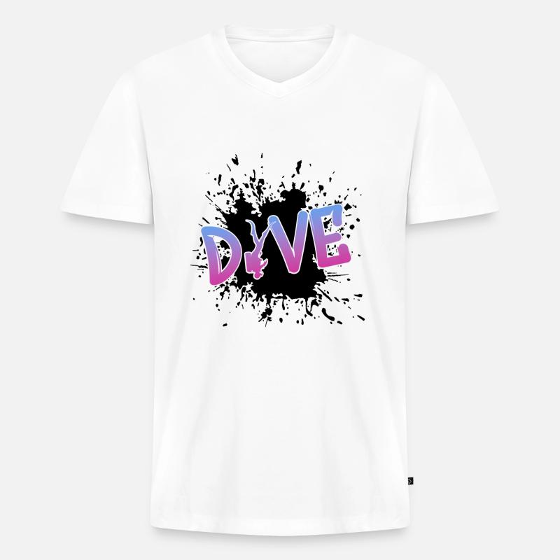 tauchen dive diver - Männer Premium Bio T-Shirt mit V-Ausschnitt - Weiß