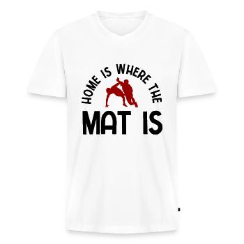 Grappling Martial Arts Wrestling - Männer Premium Bio T-Shirt mit V-Ausschnitt - Weiß - Vorne - Nico (187cm)