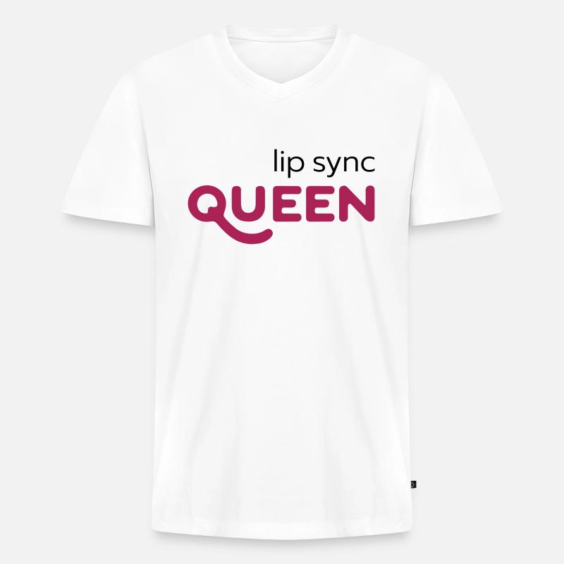 Lip Sync Queen - Männer Premium Bio T-Shirt mit V-Ausschnitt - Weiß
