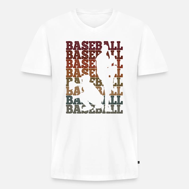 Baseball - Männer Premium Bio T-Shirt mit V-Ausschnitt - Weiß