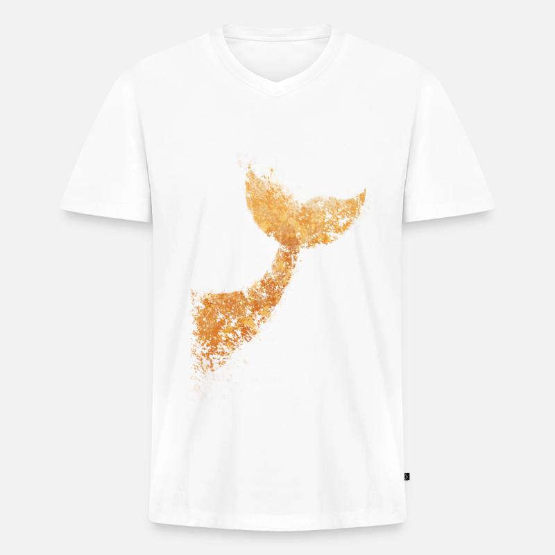 Whale - Whale Tail - Männer Premium Bio T-Shirt mit V-Ausschnitt - Weiß