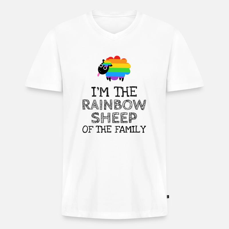 Ich bin das Regenbogen Schaf - Männer Premium Bio T-Shirt mit V-Ausschnitt - Weiß